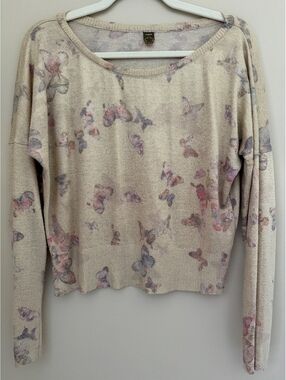 Farm Rio light butterfly sweater, small/medium